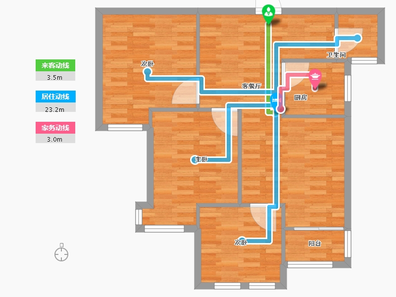 河南省-郑州市-郑地璞园建面90m2-72.00-户型库-动静线