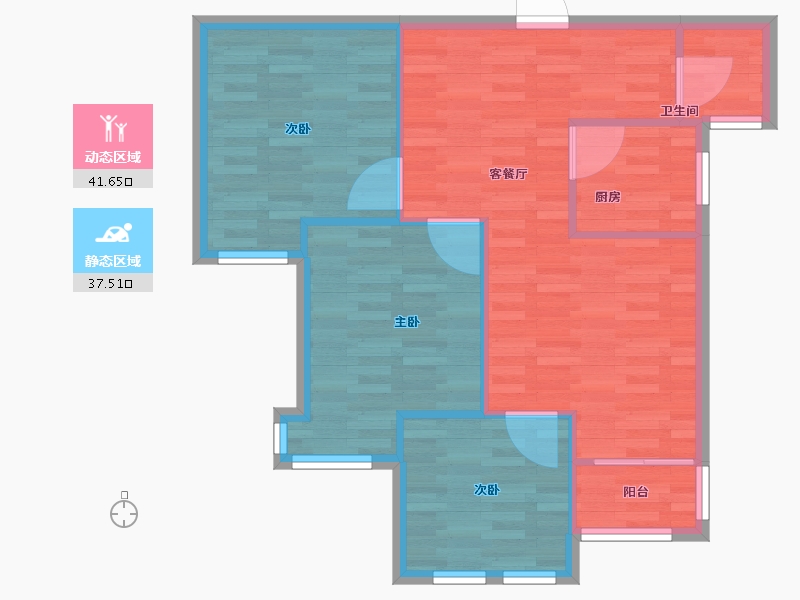 河南省-郑州市-郑地璞园建面90m2-72.00-户型库-动静分区