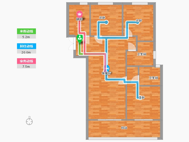 河南省-郑州市-永威西郡建面111m2-88.81-户型库-动静线