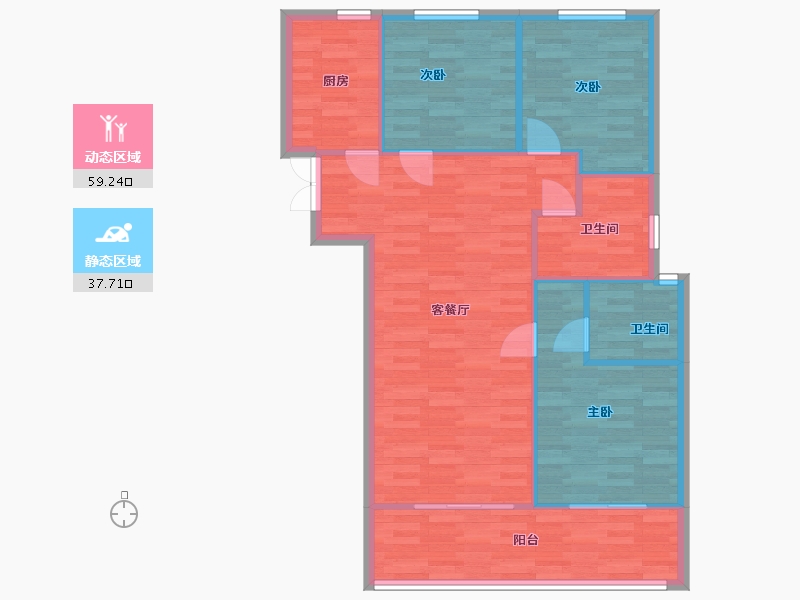 河南省-郑州市-永威西郡建面111m2-88.81-户型库-动静分区