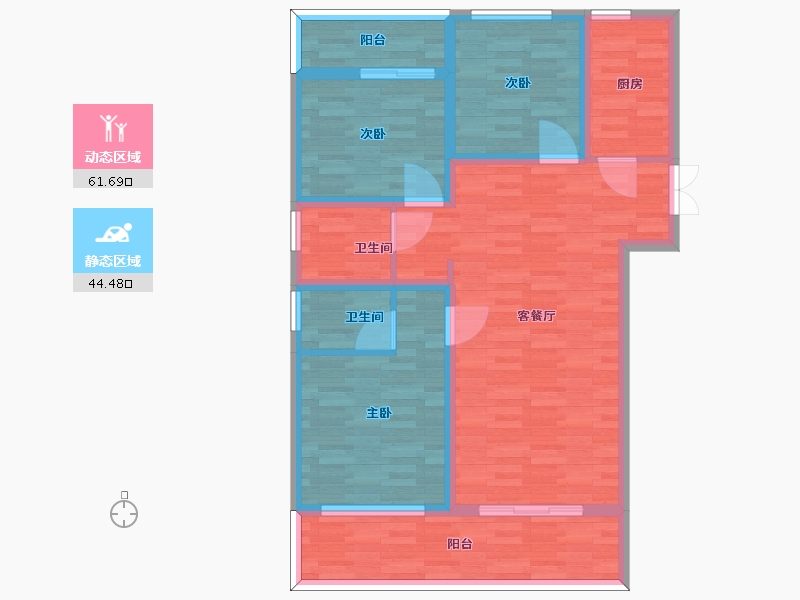 河南省-郑州市-永威西郡建面118m2-94.41-户型库-动静分区