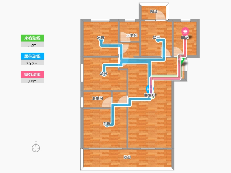 河南省-郑州市-永威西郡建面135m2-108.00-户型库-动静线