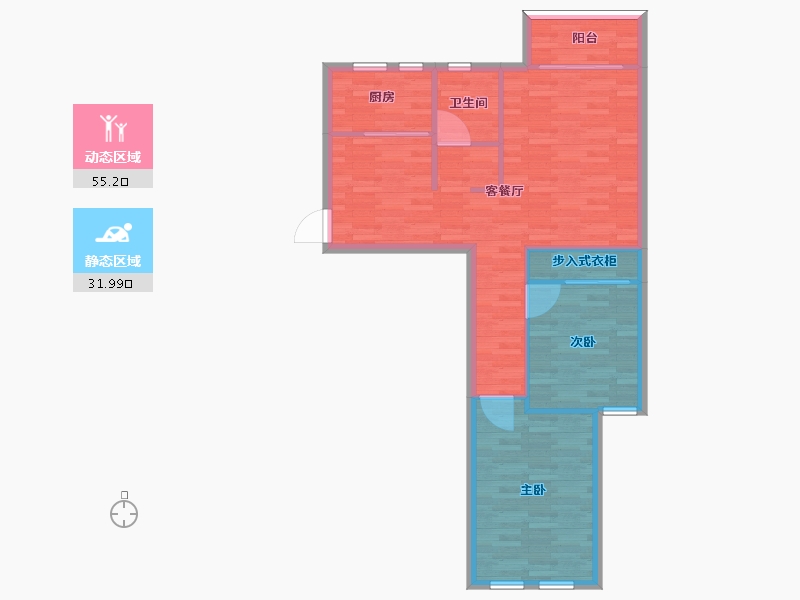 河南省-郑州市-郑地璞园建面99m2-79.20-户型库-动静分区