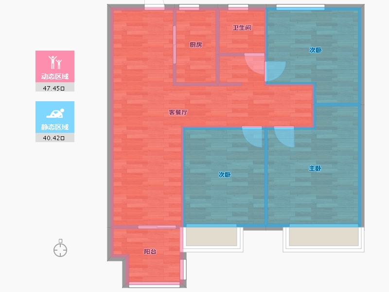 河南省-郑州市-中晟上宾城B2户型建面100m2-80.01-户型库-动静分区