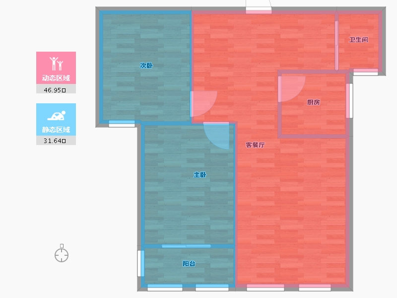 河南省-郑州市-郑地璞园建面90m2-72.00-户型库-动静分区