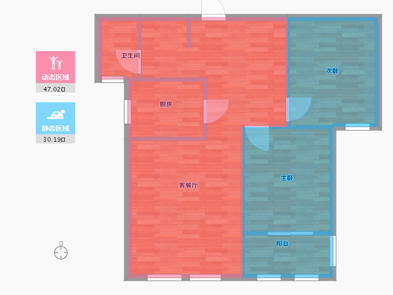 河南省-郑州市-郑地璞园建面88m2-70.40-户型库-动静分区