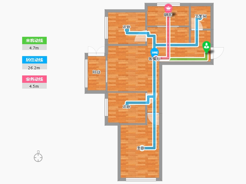 河南省-郑州市-郑地璞园建面95m2-76.00-户型库-动静线