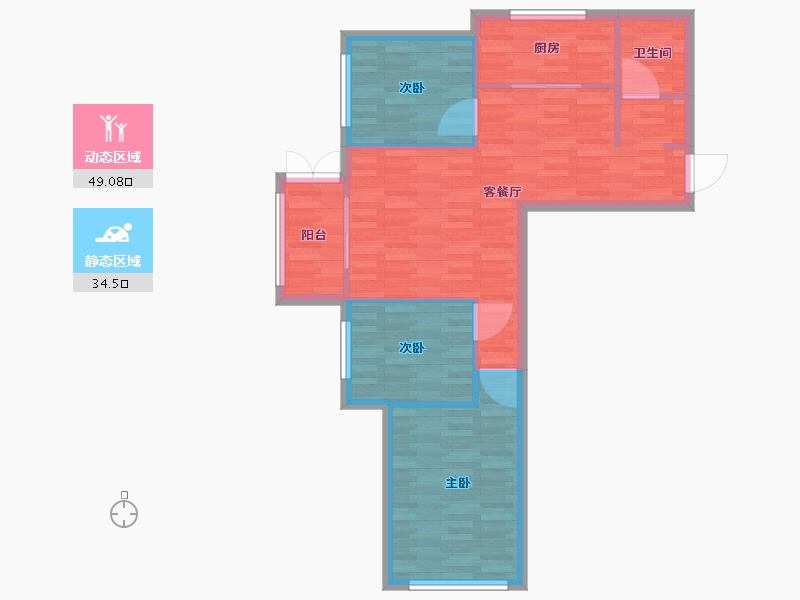 河南省-郑州市-郑地璞园建面95m2-76.00-户型库-动静分区