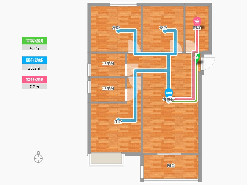 河南省-郑州市-中晟上宾城D户型建面120m2-96.00-户型库-动静线