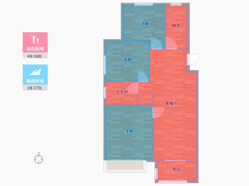 河南省-郑州市-中晟上宾城建面100m2-80.00-户型库-动静分区