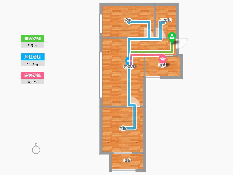 河南省-郑州市-中信广场7号楼建面82m2-65.60-户型库-动静线