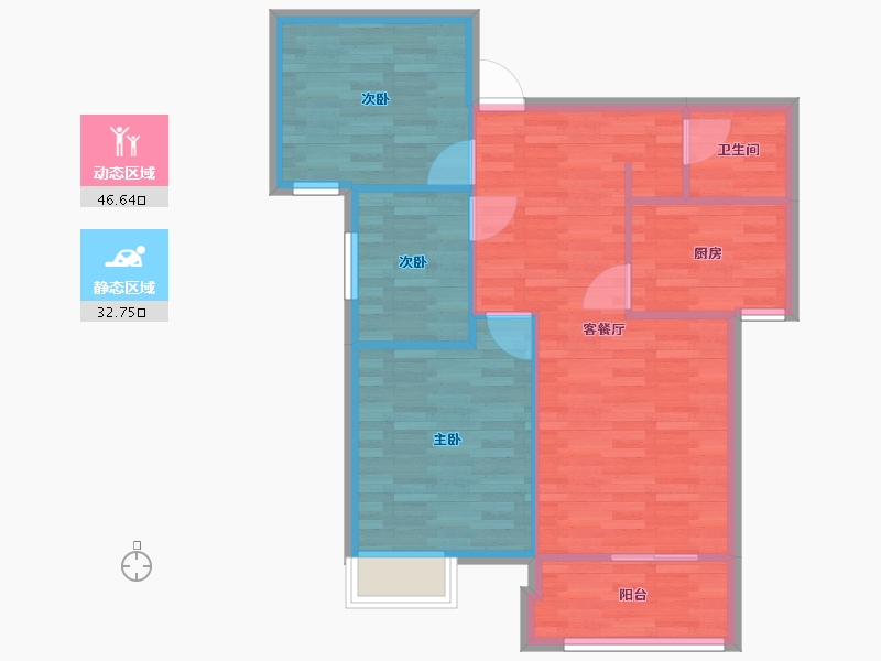 河南省-郑州市-中信广场8号楼建面90m2-72.00-户型库-动静分区