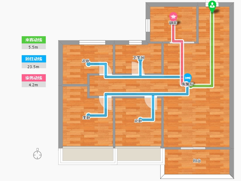 河南省-郑州市-碧桂园名门时代城一期8号楼建面89m2-71.20-户型库-动静线