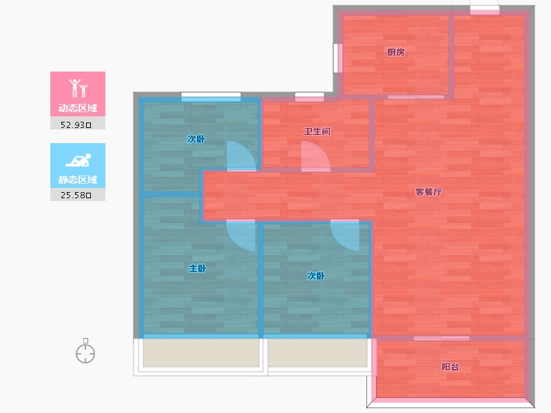 河南省-郑州市-碧桂园名门时代城一期8号楼建面89m2-71.20-户型库-动静分区