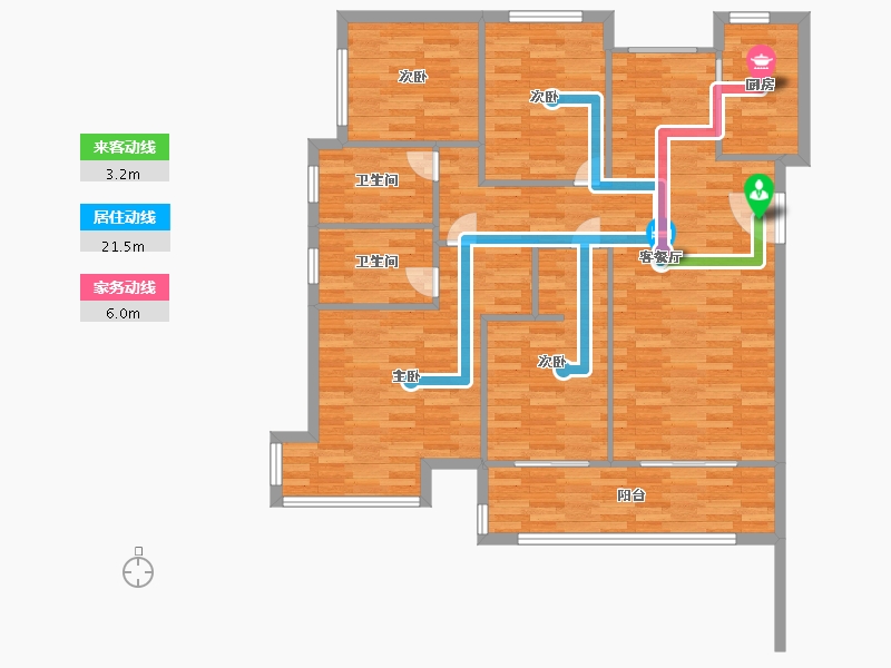 河南省-郑州市-富田城•九鼎公馆三号院4号楼1号楼7号楼2号楼6号楼建面142m2-113.60-户型库-动静线