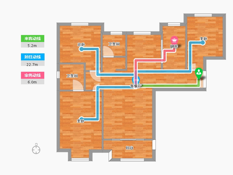 河南省-郑州市-龙源世纪龙城建面115m2-92.00-户型库-动静线