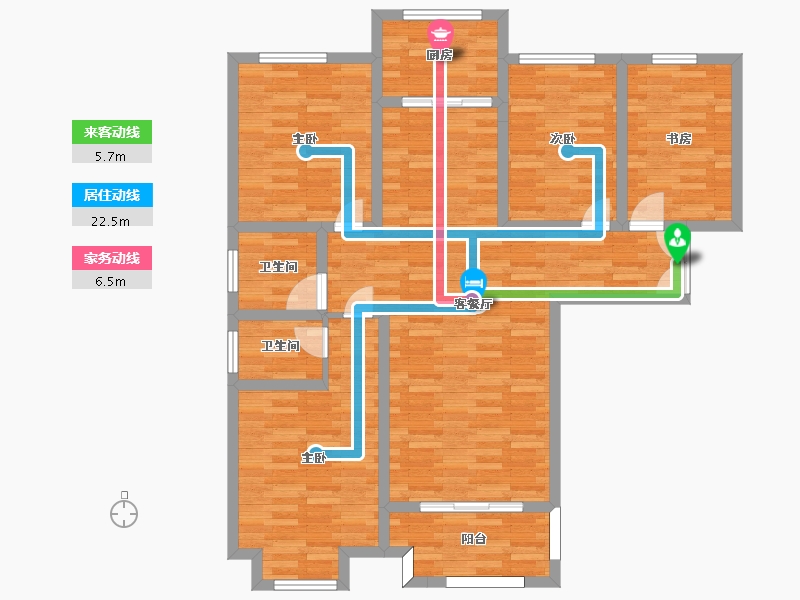 河南省-郑州市-龙源世纪龙城建面134m2-107.20-户型库-动静线