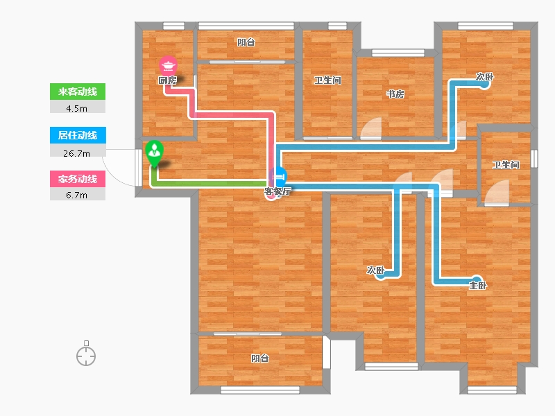 河南省-郑州市-龙源世纪龙城建面141m2-112.80-户型库-动静线