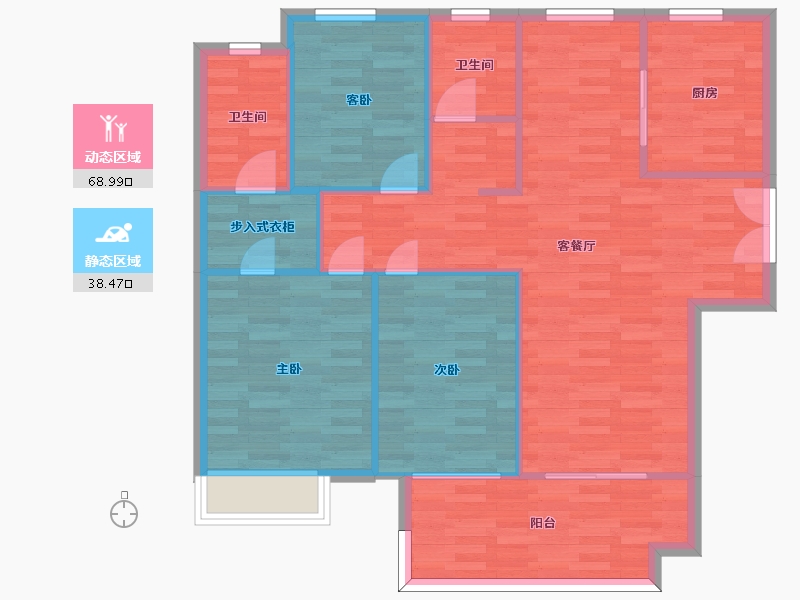 河南省-郑州市-绿地花语城建面123m2-98.40-户型库-动静分区