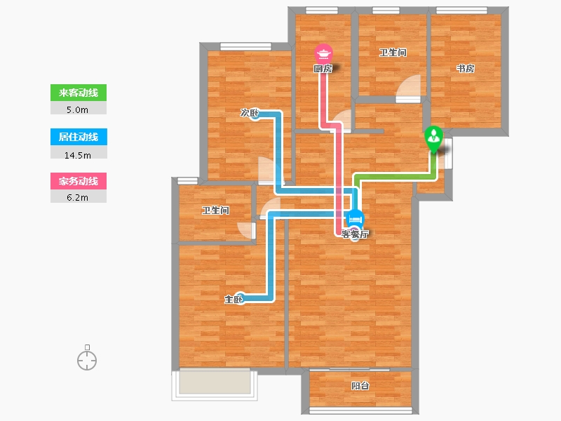 河南省-郑州市-绿地花语城三期1号楼,三期2号楼,三期3号楼,三期4号楼建面116m2-92.80-户型库-动静线