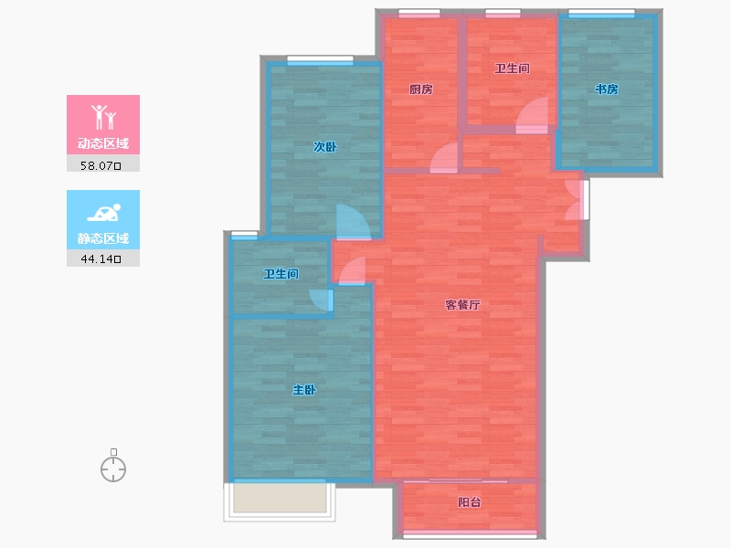 河南省-郑州市-绿地花语城三期1号楼,三期2号楼,三期3号楼,三期4号楼建面116m2-92.80-户型库-动静分区