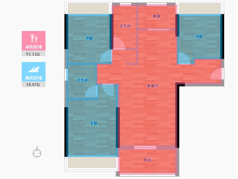 湖北省-荆门市-东方美地-81.85-户型库-动静分区