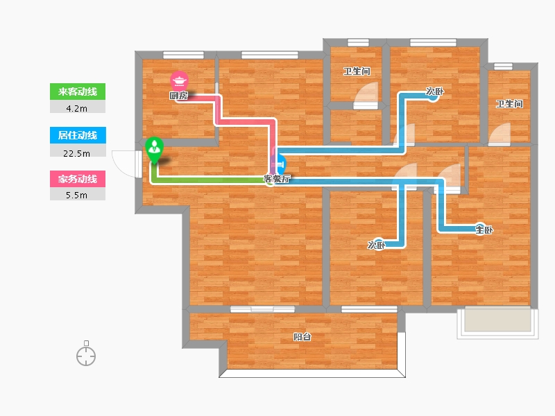 河南省-郑州市-绿地花语城三期5号楼,三期7号楼,三期9号楼建面126m2-100.80-户型库-动静线