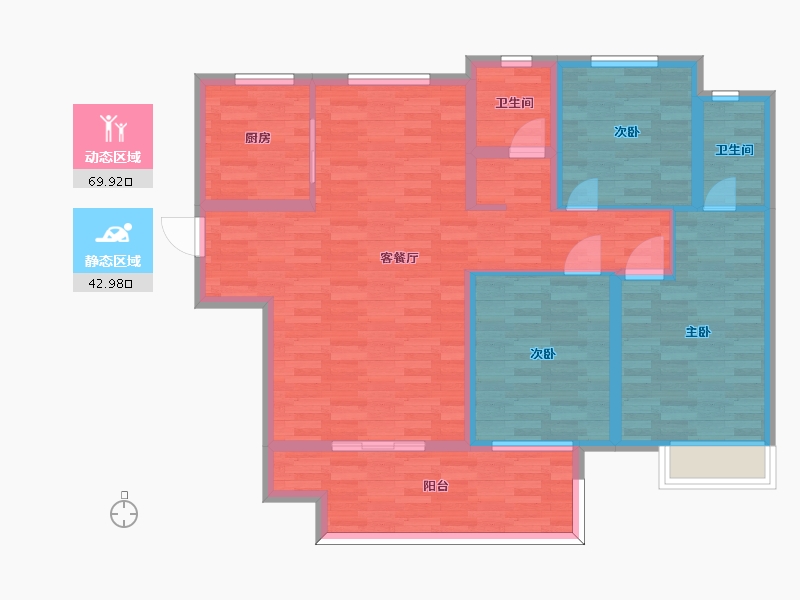 河南省-郑州市-绿地花语城三期5号楼,三期7号楼,三期9号楼建面126m2-100.80-户型库-动静分区