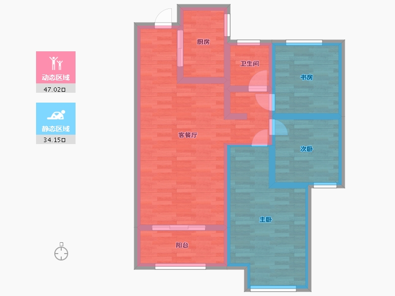 河南省-郑州市-绿都澜湾建面89m2-71.20-户型库-动静分区