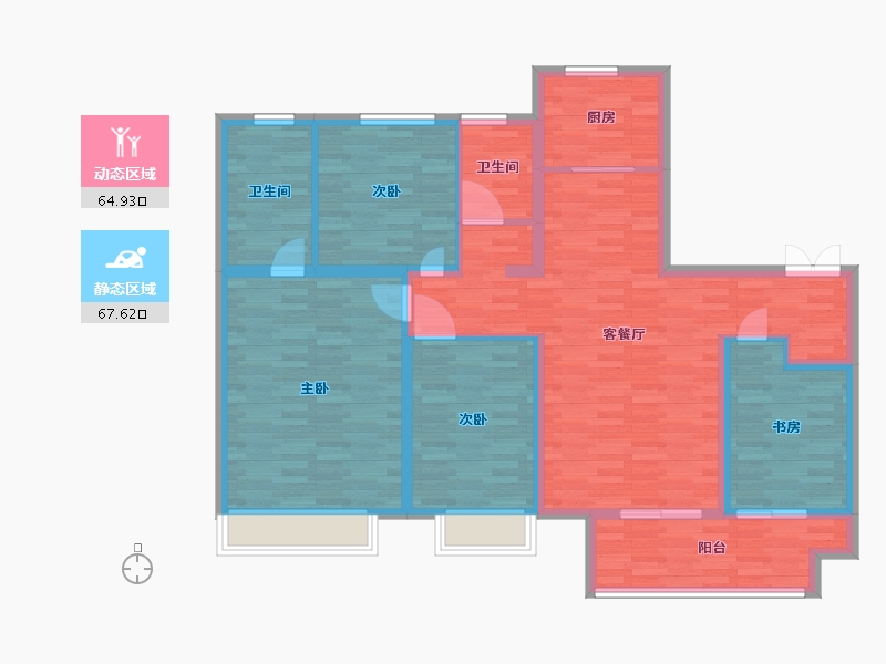 河南省-郑州市-绿地花语城三期6号楼,三期8号楼建面149m2-119.21-户型库-动静分区