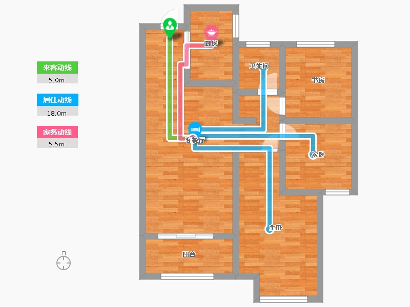 河南省-郑州市-绿都澜湾建面89m2-71.20-户型库-动静线