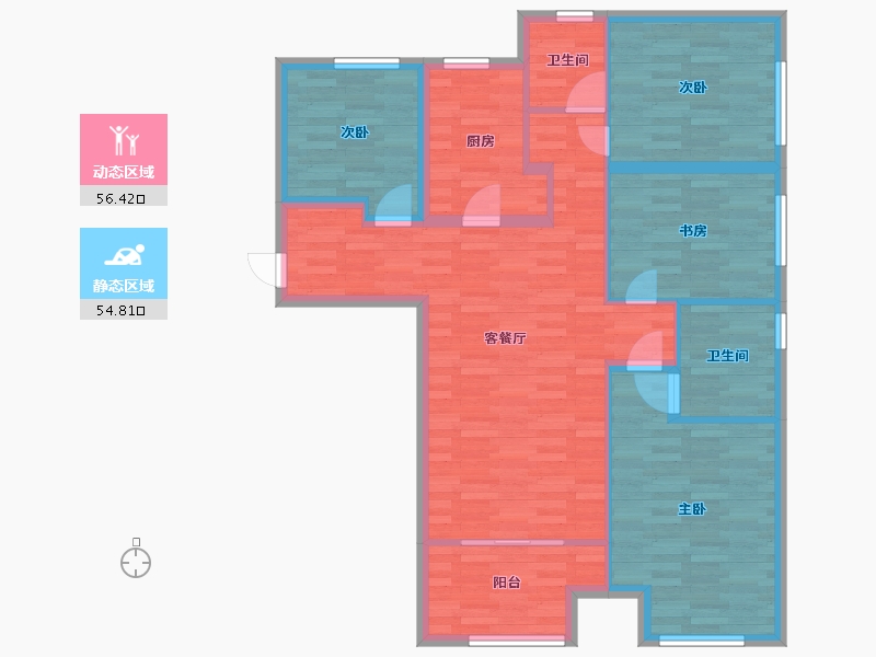 河南省-郑州市-绿都澜湾建面125m2-100.00-户型库-动静分区