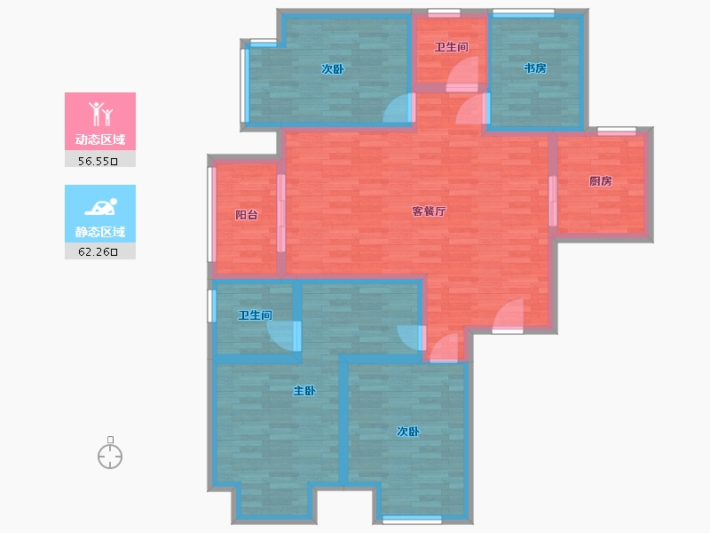 河南省-郑州市-绿都澜湾建面132m2-105.60-户型库-动静分区