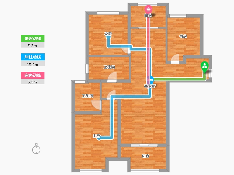 河南省-郑州市-绿都澜湾建面115m2-92.00-户型库-动静线