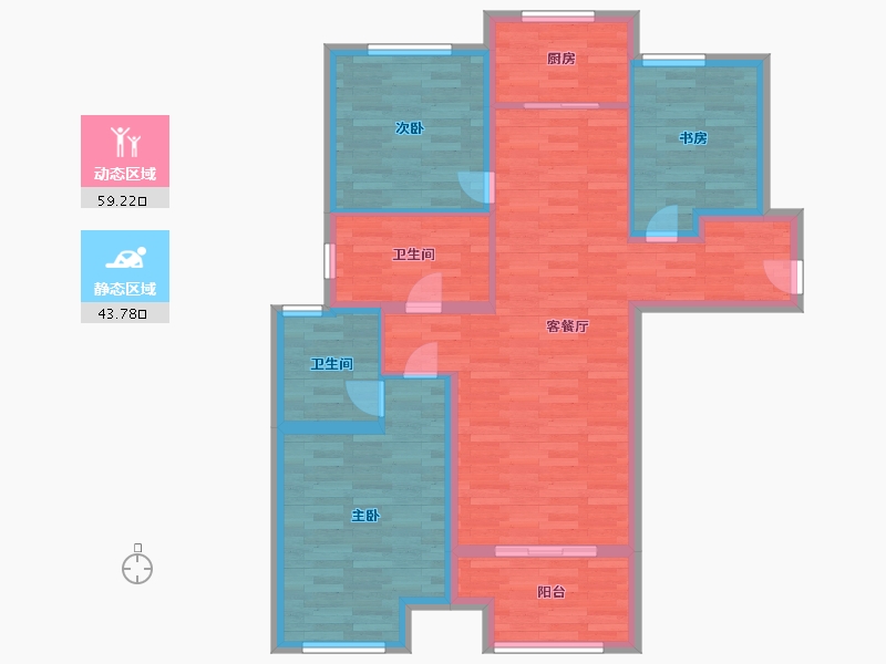 河南省-郑州市-绿都澜湾建面115m2-92.00-户型库-动静分区