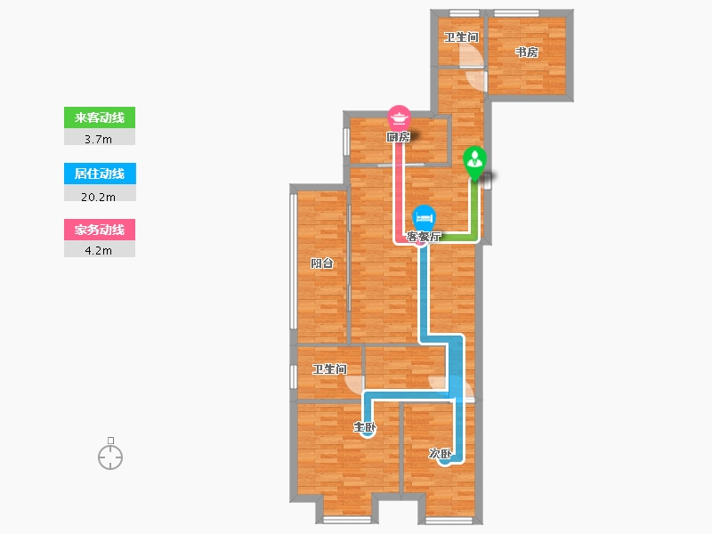 河南省-郑州市-绿都澜湾建面119m2-95.20-户型库-动静线