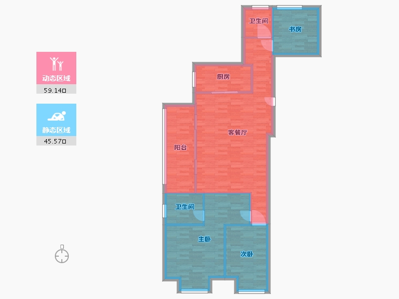 河南省-郑州市-绿都澜湾建面119m2-95.20-户型库-动静分区