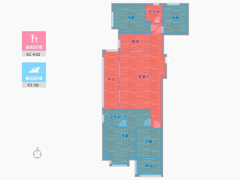 河南省-郑州市-绿都澜湾建面142m2-113.61-户型库-动静分区