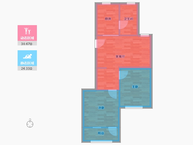 上海-上海市-牡丹路225弄-50.74-户型库-动静分区