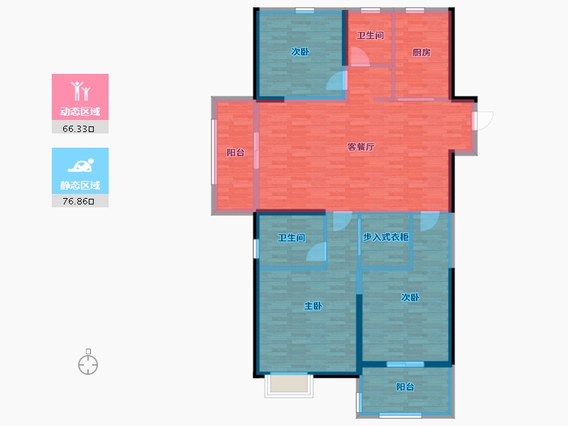 江苏省-盐城市-射阳悦府B户型138-130.00-户型库-动静分区