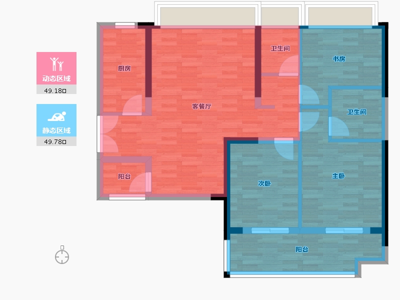 海南省-海口市-海南金地自在城-88.42-户型库-动静分区