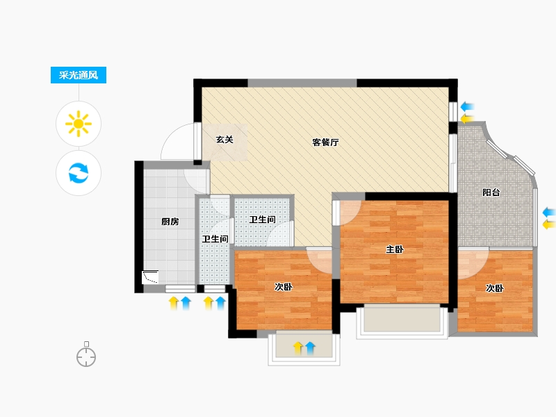 广西壮族自治区-南宁市-骋望一品峯-69.08-户型库-采光通风