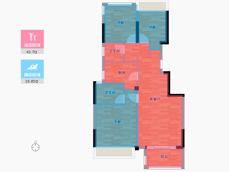 浙江省-杭州市-金地江山风华-71.85-户型库-动静分区