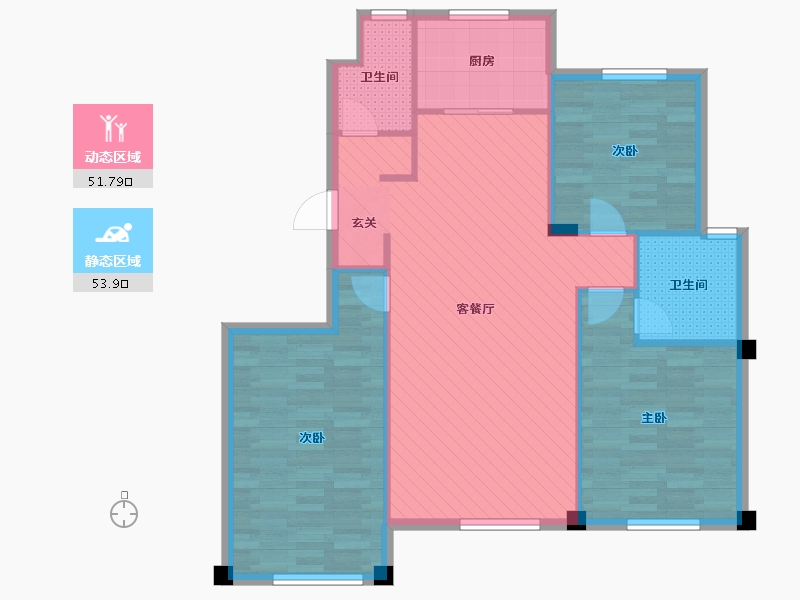 辽宁省-大连市-宏都熙景-96.18-户型库-动静分区