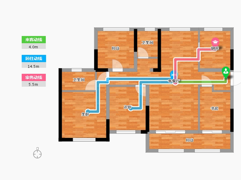 湖南省-长沙市-通号领秀苑-92.76-户型库-动静线