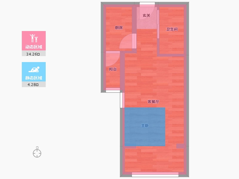 四川省-成都市-思学园智能村C2户型41m²-29.91-户型库-动静分区