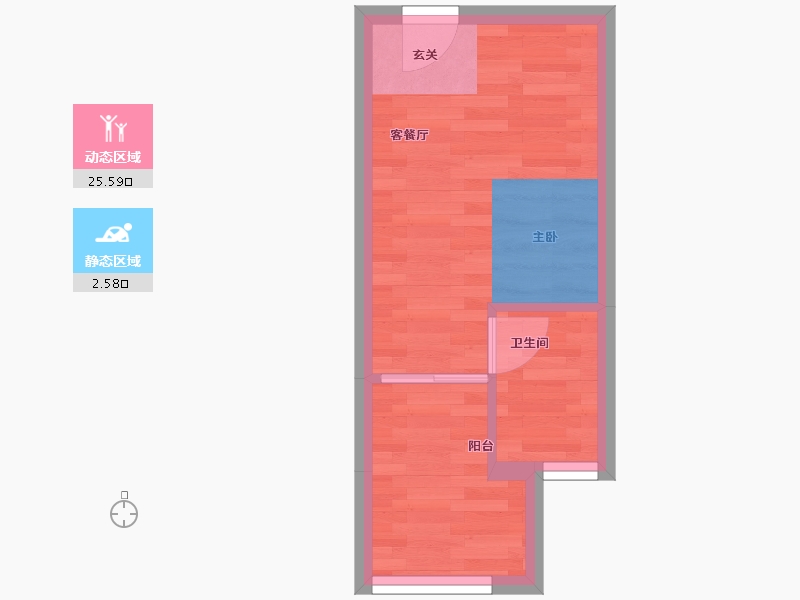 四川省-成都市-思学园智能村C1-1户型28m²-22.63-户型库-动静分区