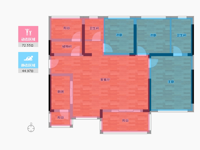 广西壮族自治区-防城港市-龙光阳光海岸-104.75-户型库-动静分区