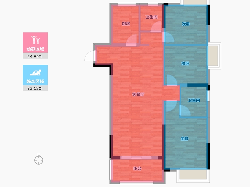 湖北省-宜昌市-昌耀学苑-84.55-户型库-动静分区