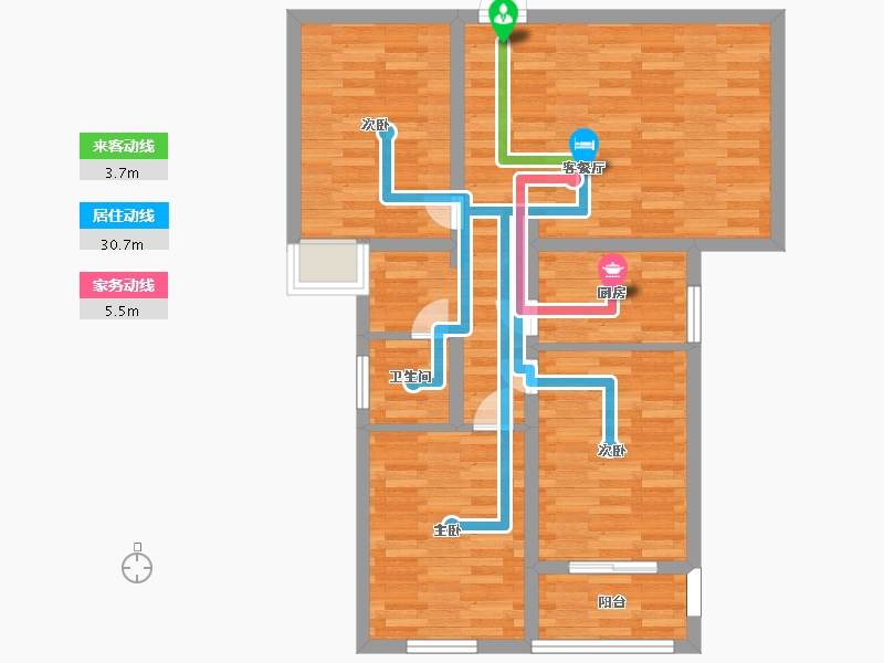 河南省-郑州市-世茂云尚城建面98m2-78.40-户型库-动静线